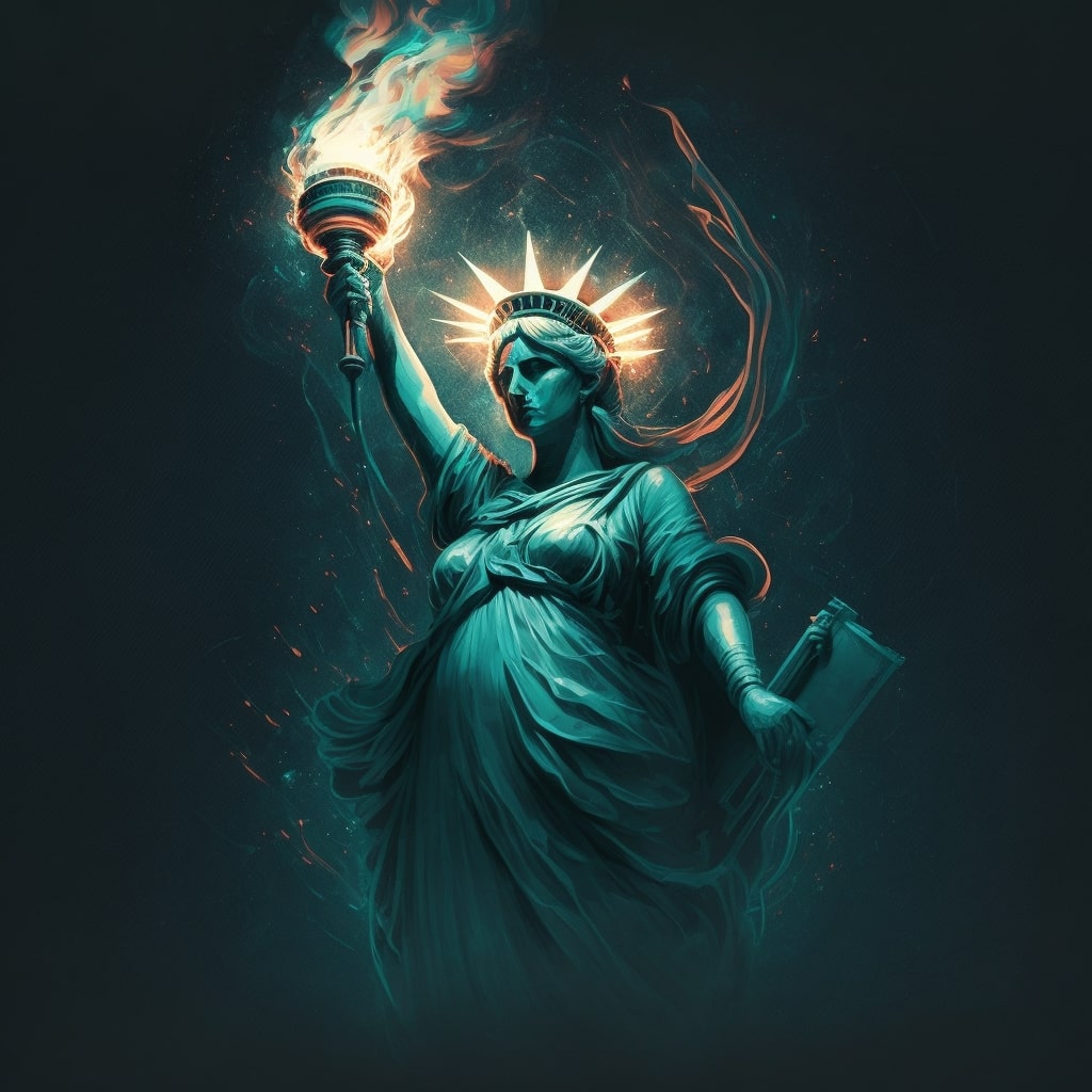 Lady Liberty and her torch of justice